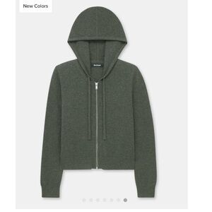 NWT NAADAM Olive Green Cropped Zip-Up Hoodie Sweater